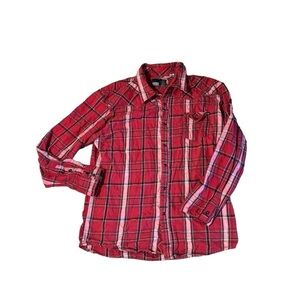 Micros LA Men’s Heavy Red Plaid Flannel Long Sleeve Button Up Size XXL Biker